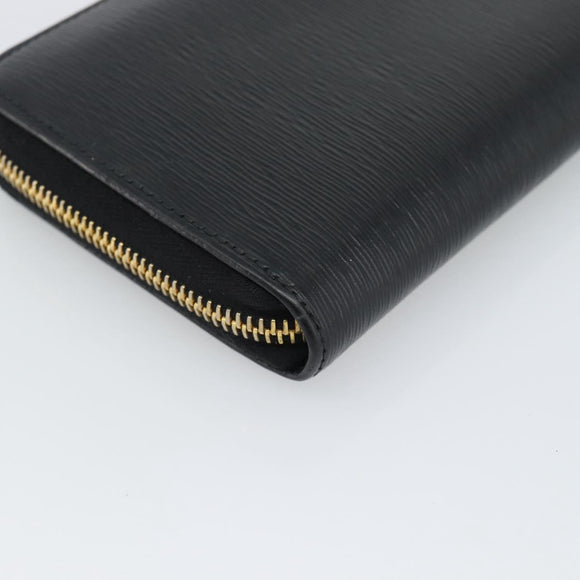 PRADA Long Wallet Safiano Leather Black Gold Auth bs36755