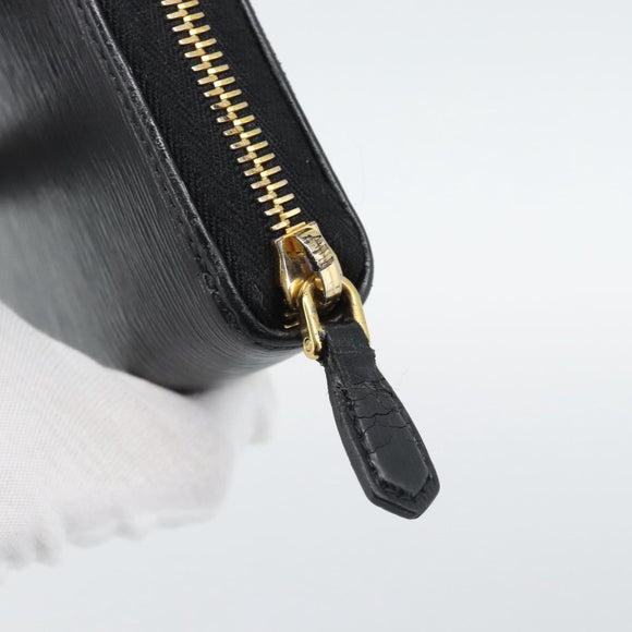 PRADA Long Wallet Safiano Leather Black Gold Auth bs36755