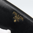 PRADA Long Wallet Safiano Leather Black Gold Auth bs36755-13