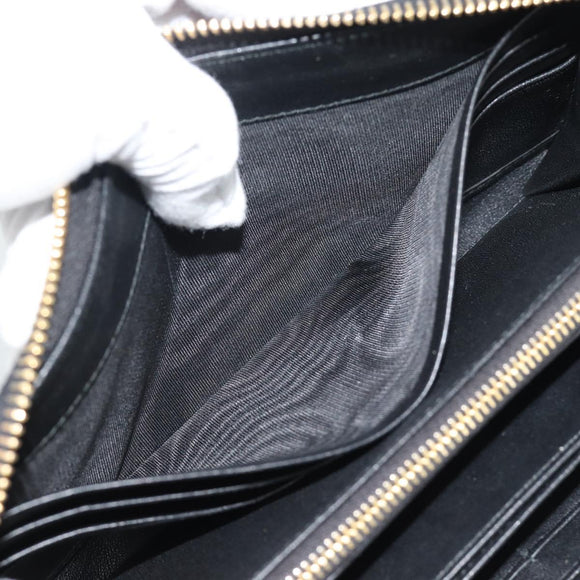 PRADA Long Wallet Safiano Leather Black Gold Auth bs36755