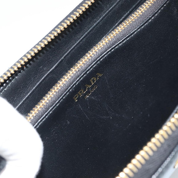 PRADA Long Wallet Safiano Leather Black Gold Auth bs36755