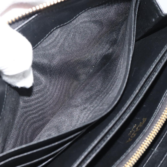 PRADA Long Wallet Safiano Leather Black Gold Auth bs36755