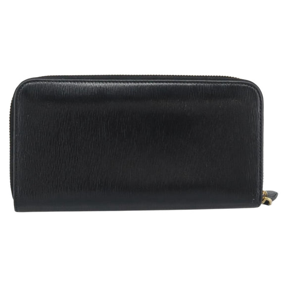 PRADA Long Wallet Safiano Leather Black Gold Auth bs36755