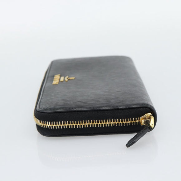 PRADA Long Wallet Safiano Leather Black Gold Auth bs36755
