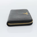 PRADA Long Wallet Safiano Leather Black Gold Auth bs36755-5