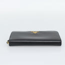 PRADA Long Wallet Safiano Leather Black Gold Auth bs36755-7