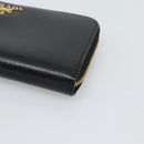 PRADA Long Wallet Safiano Leather Black Gold Auth bs36755-8