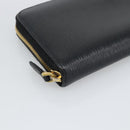 PRADA Long Wallet Safiano Leather Black Gold Auth bs36755-9