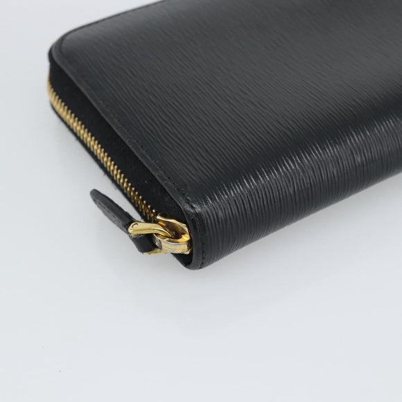 PRADA Long Wallet Safiano Leather Black Gold Auth bs36755