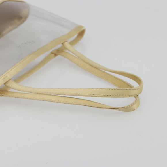 PRADA Hand Bag Vinyl Gold Auth bs36756