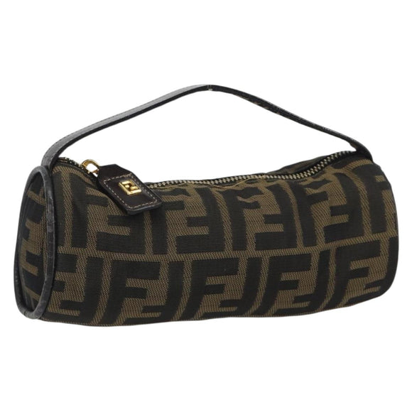 FENDI Zucca Canvas Pouch Black Brown Auth bs36757