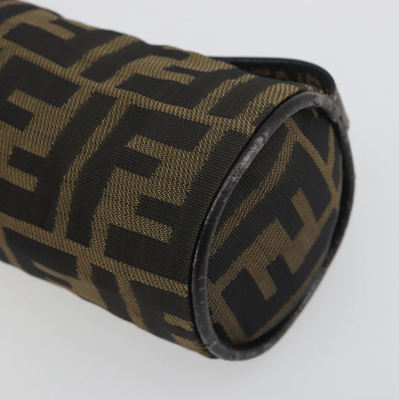 FENDI Zucca Canvas Pouch Black Brown Auth bs36757