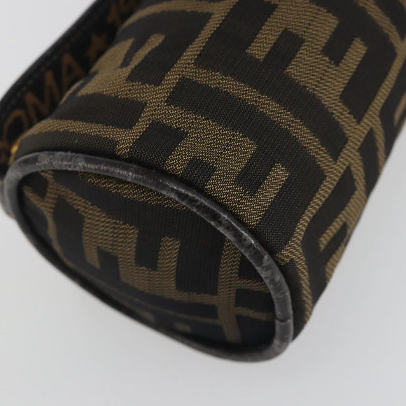 FENDI Zucca Canvas Pouch Black Brown Auth bs36757