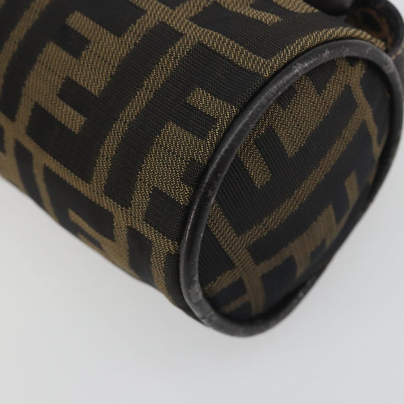 FENDI Zucca Canvas Pouch Black Brown Auth bs36757