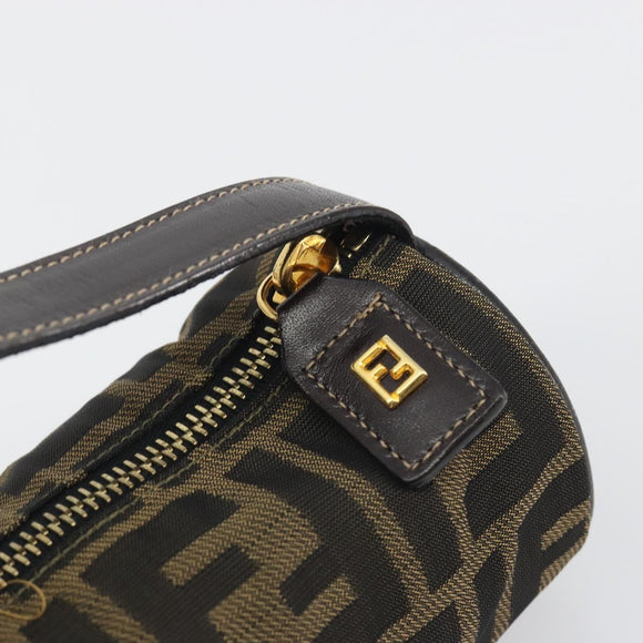 FENDI Zucca Canvas Pouch Black Brown Auth bs36757