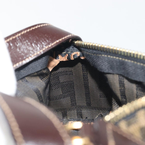 FENDI Zucca Canvas Pouch Black Brown Auth bs36757