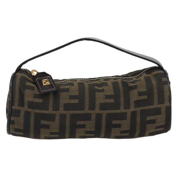 FENDI Zucca Canvas Pouch Black Brown Auth bs36757