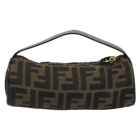 FENDI Zucca Canvas Pouch Black Brown Auth bs36757