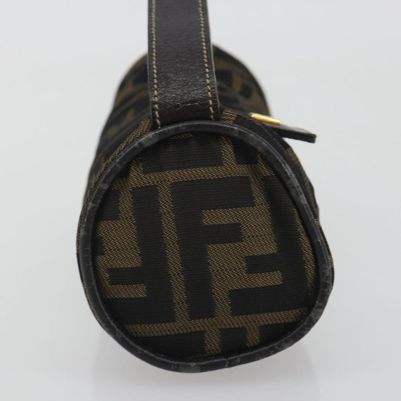FENDI Zucca Canvas Pouch Black Brown Auth bs36757