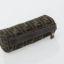 FENDI Zucca Canvas Pouch Black Brown Auth bs36757-7