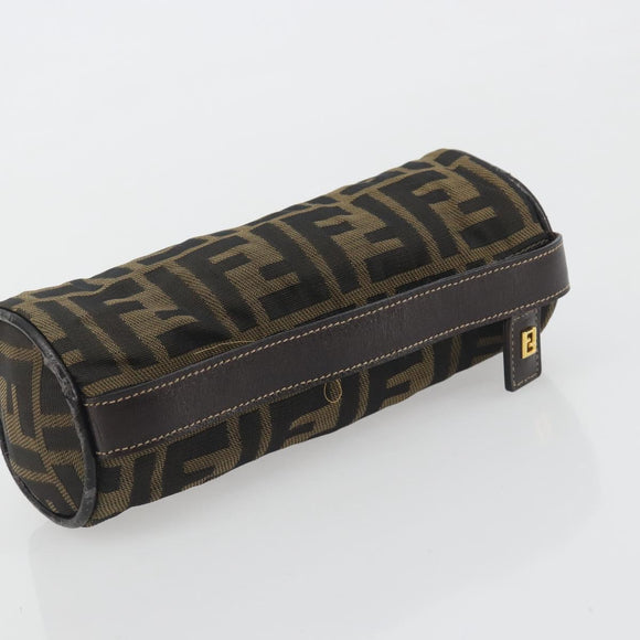 FENDI Zucca Canvas Pouch Black Brown Auth bs36757
