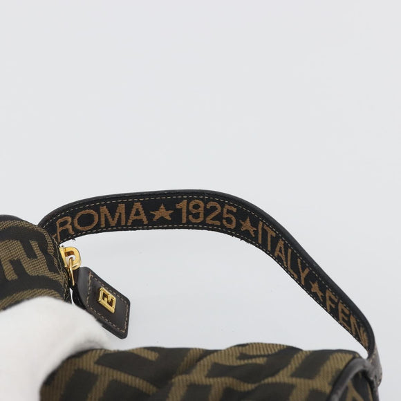 FENDI Zucca Canvas Pouch Black Brown Auth bs36757