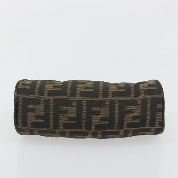 FENDI Zucca Canvas Pouch Black Brown Auth bs36757