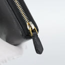 PRADA Long Wallet Leather Black Gold Auth bs36759-12