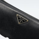 PRADA Long Wallet Leather Black Gold Auth bs36759-13