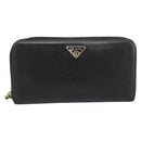 PRADA Long Wallet Leather Black Gold Auth bs36759-2