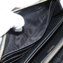 PRADA Long Wallet Leather Black Gold Auth bs36759-23
