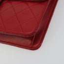 CHANEL Matelasse Chain Shoulder Bag Lamb Skin Red Gold CC Auth bs36761-10