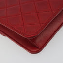 CHANEL Matelasse Chain Shoulder Bag Lamb Skin Red Gold CC Auth bs36761-13