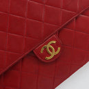 CHANEL Matelasse Chain Shoulder Bag Lamb Skin Red Gold CC Auth bs36761-15