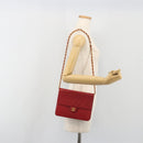 CHANEL Matelasse Chain Shoulder Bag Lamb Skin Red Gold CC Auth bs36761-24