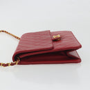 CHANEL Matelasse Chain Shoulder Bag Lamb Skin Red Gold CC Auth bs36761-5