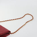 CHANEL Matelasse Chain Shoulder Bag Lamb Skin Red Gold CC Auth bs36761-8