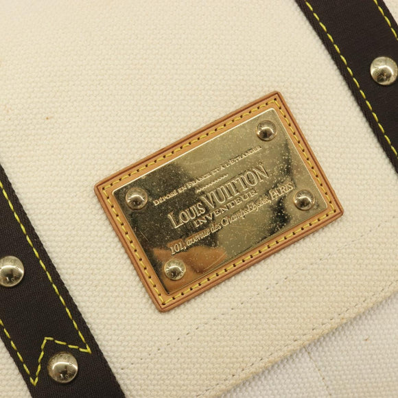 LOUIS VUITTON Antigua Buzas PM Bag Canvas White Brown M40042 LV Auth bs36763