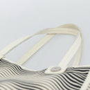 CHANEL Tote Bag Canvas Black White Silver CC Auth bs36766-8