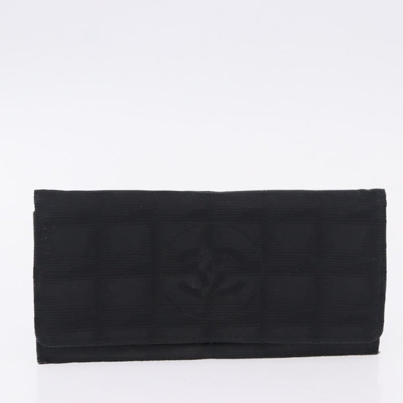 CHANEL New Travel Line Wallet Caviar Skin Leather 2 Set Black CC Auth bs36767