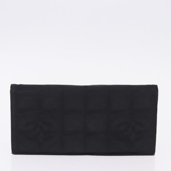 CHANEL New Travel Line Wallet Caviar Skin Leather 2 Set Black CC Auth bs36767