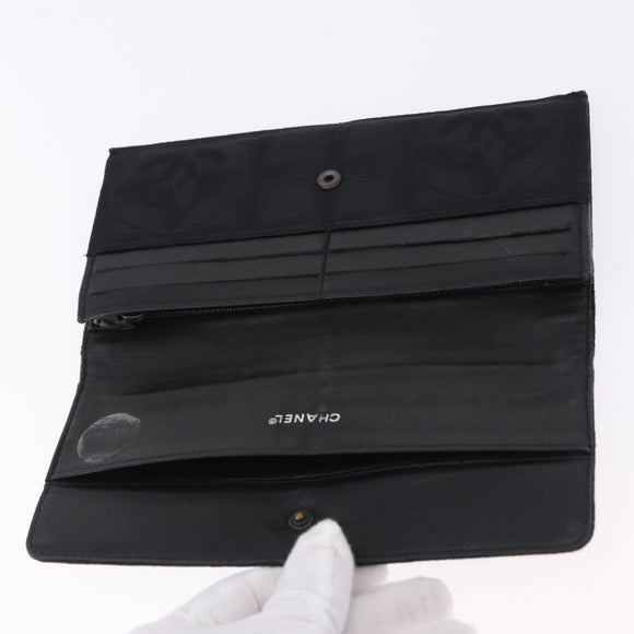 CHANEL New Travel Line Wallet Caviar Skin Leather 2 Set Black CC Auth bs36767