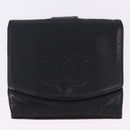 CHANEL New Travel Line Wallet Caviar Skin Leather 2 Set Black CC Auth bs36767-2