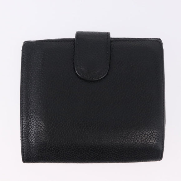 CHANEL New Travel Line Wallet Caviar Skin Leather 2 Set Black CC Auth bs36767