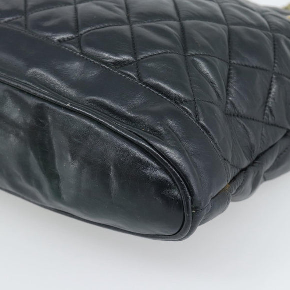 CHANEL Matelasse Chain Shoulder Bag Lamb Skin Black Gold CC Auth bs36768