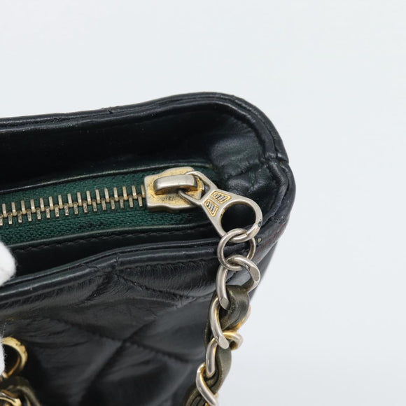 CHANEL Matelasse Chain Shoulder Bag Lamb Skin Black Gold CC Auth bs36768