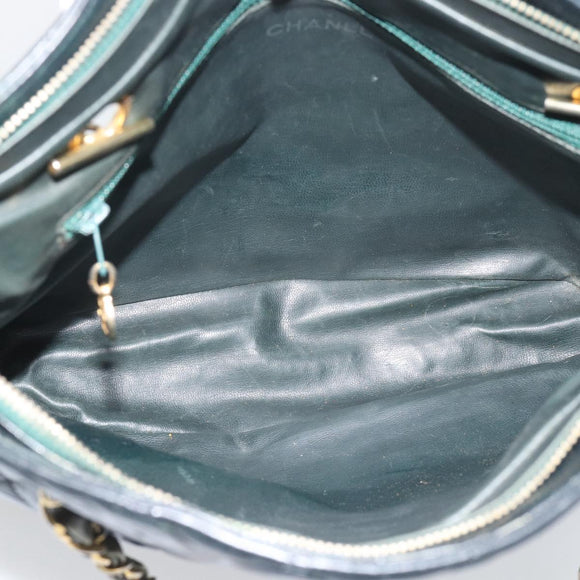 CHANEL Matelasse Chain Shoulder Bag Lamb Skin Black Gold CC Auth bs36768