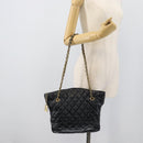 CHANEL Matelasse Chain Shoulder Bag Lamb Skin Black Gold CC Auth bs36768-23