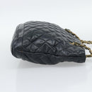 CHANEL Matelasse Chain Shoulder Bag Lamb Skin Black Gold CC Auth bs36768-5