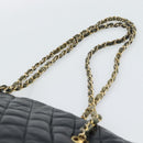 CHANEL Matelasse Chain Shoulder Bag Lamb Skin Black Gold CC Auth bs36768-8